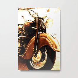 Motorcycle-Sepia Metal Print