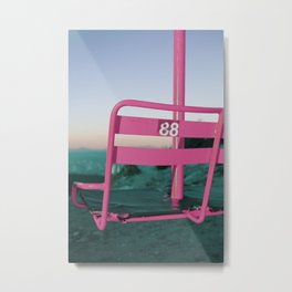 Pop Art 80's Chair Lift Metal Print | Pop, Vintage, Snowboard, Teal, Digitalmanipulation, Digital, Winter, Color, Sports, Pink 