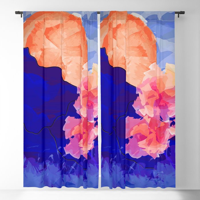 Vibrant Watercolor Mountains Sunny Flower Nature Abstract Art