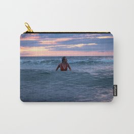 Sea Stories Carry-All Pouch | Evening, Purplesky, Redsky, Photo, Balticsea, Bluewater, Girlalone, Pinksky, Girlswimming, Linaswashere 