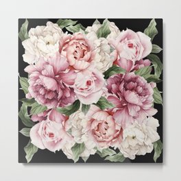 Peony Power Metal Print | Rococo, Floral, Flowers, Princess, Pink, Beautiful, Runway, Glam, Romantic, Summer 