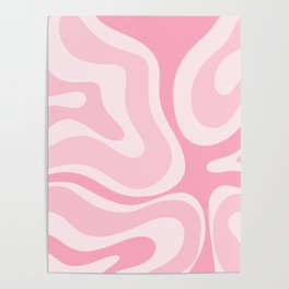 Modern Retro Liquid Swirl Abstract in Pretty Pastel Pink Poster