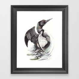 The Loon Gerahmter Kunstdruck | Animal, Watercolor, Ink, Bird, Wildlife, Canada, Illustration, Water, Nature, Painting 