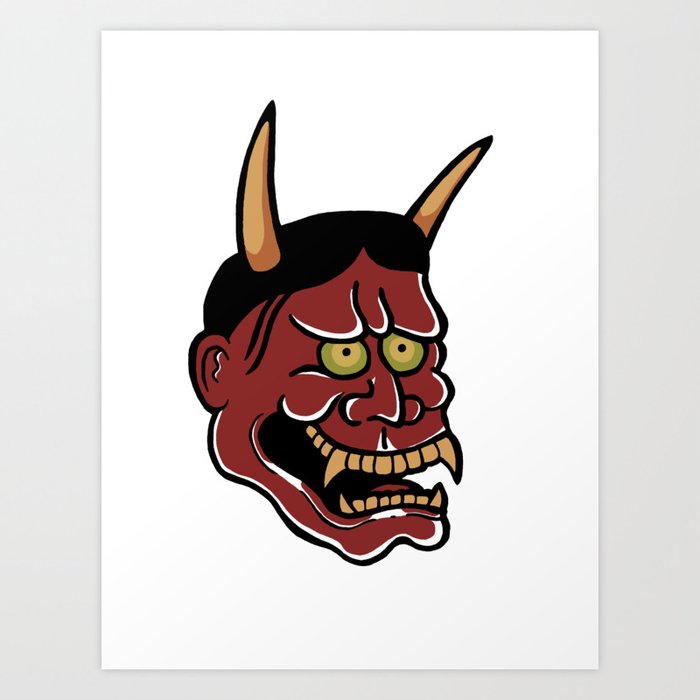 Get Wallpaper American Traditional Oni Mask Tattoo Art Print By Cumminshayden For Android