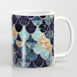 REALLY MERMAID - MYSTIC BLUE Coffee Mug | Graphicdesign, Mermaidleggins, Fish, Monikastrigel, Mermaidpillow, Fishscales, Dark, Glitter, Mermaidians, Gold 