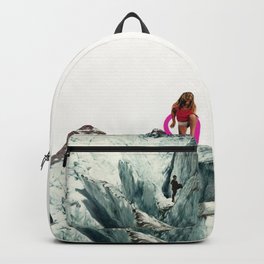 Another World Backpack | Blue, Summer, Anotherrealm, People, Mountains, Surreal, Scifi, Paper, Littlegirl, Cassiabeck 