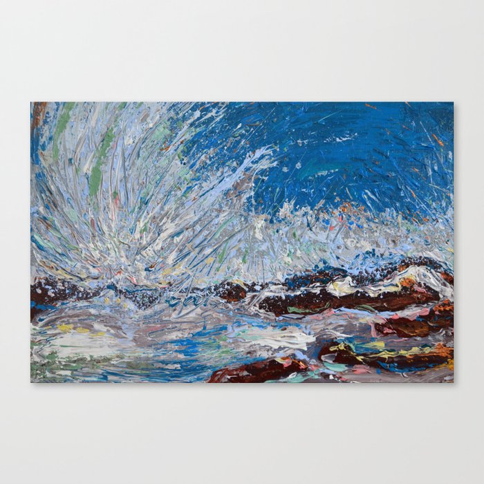 Ocean Waves Palette Knife Abstract Painting Of Sea Landscape Canvas Print By Adrianadziubaart Society6