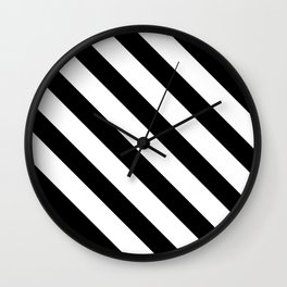 Lowest Price On Site - Diagonal Black and White Stripes Wall Clock | Graphicdesign, Stylish, Diagonal, Curated, Simple, Thechild, Stripey, Outdoor, Stripes, Kit 