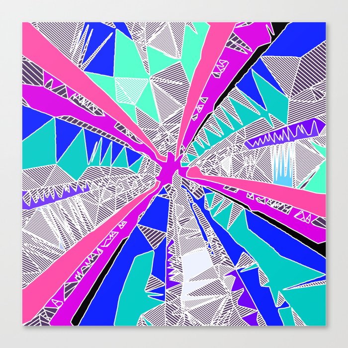 Psychedelic Geometric Pattern Drawing Abstract Background In Blue