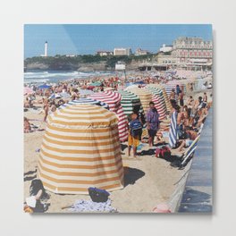 Biarritz Beach Tents Metal Print | Photo, Digital, Landscape, Nature 