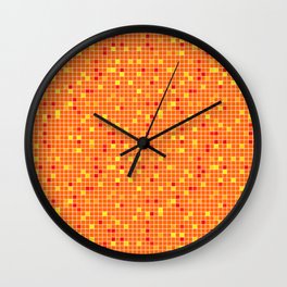 Mosaic Pixel Orange Yellow Pattern Wall Clock | Pop Art, Modern, Mosaictiles, Simplestyle, Brightvibrant, Artpatterns, Geometric, Squares, Abstract, Pattern 