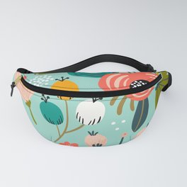 Mid-Century Modern Floral Print With Trendy Leaves Fanny Pack