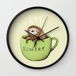 Sloffee Wall Clock | Food, Curated, Graphite, Comic, Illustration, Animal, Funny, Other, Cartoon, Digital 