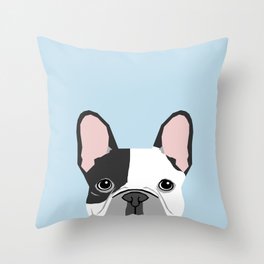 french bulldog art portrait - aqua light blue cute dog design Deko-Kissen