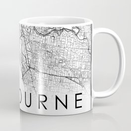 Melbourne City Map Australia White and Black Coffee Mug | Vector, Digital, Pattern, Melbourne, Abstract, Graphicdesign, Modern, Illustration, Roadmap, Urban 