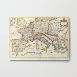 Vintage Map of Europe (1657) Metal Print | Illustration, Vintage 