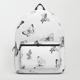 Black and white butterflies  Backpack | Minimal, Black And White, Butterflies, Spring, Pattern, Feminine, Woman, Floralpattern, Flowers, Minimaldesign 