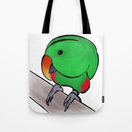 Curious Eclectus Parrot Tote Bag