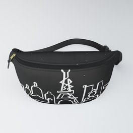 Paris skyline in onedraw at night Fanny Pack