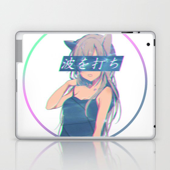 Waves Sad Anime Japanese Aesthetic Kawaii Girl Laptop Ipad