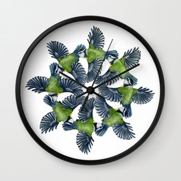 Circling Blue Tits Wall Clock | Nature, Pattern, Illustration, Animal 