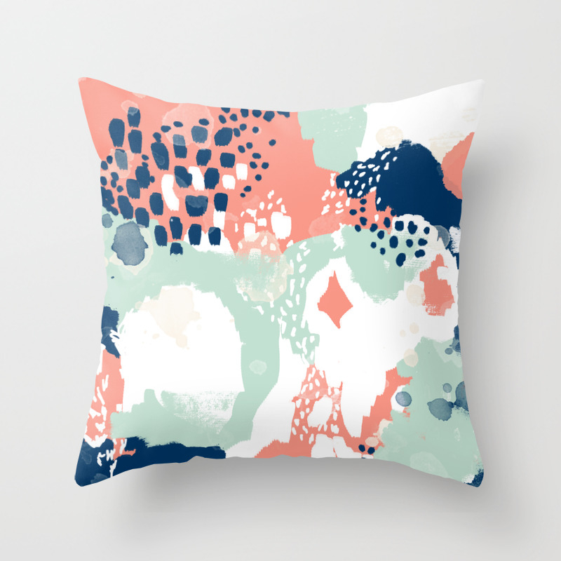Kayl Abstract Painting Minimal Coral Mint Navy Color Palette