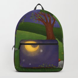 Fox And Bunny Dreaming The Night Away Backpack | Storybook, Sleeping, Sweetdreams, Forest, Illustration, Landscape, Goodnight, Moon, Nature, Trees 
