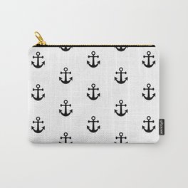 Black and White Anchor Pattern Carry-All Pouch | Navy, Lakehouse, Ocean, Boat, Beach, Nautical, Seashore, Sailing, Vacationhouse, Rustic 