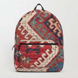 White Hooked Diamond // 19th Century Authentic Simple Colorful Aztec Accent Pattern Backpack