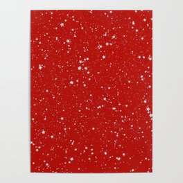 Glitter Stars - Silver Red Poster