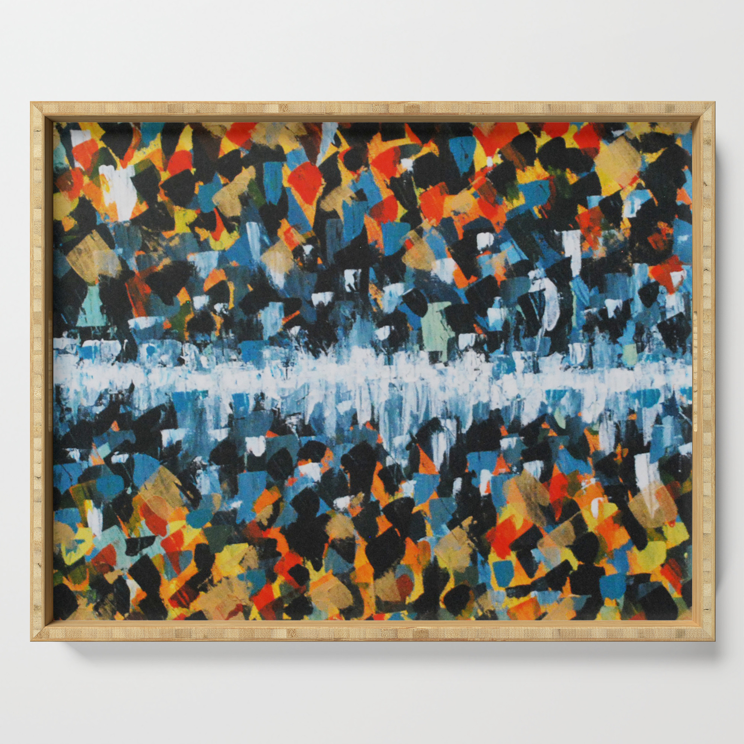 Fire And Ice Abstract Painting Warm And Cool Colors Serving Tray