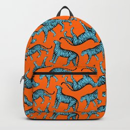 Tigers (Orange and Blue) Backpack | Tiger, Drawing, Pattern, Big Cat, Felines, Feline, Cat, Vibrant, Wild, Tigers 