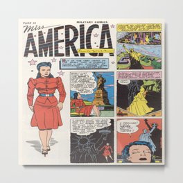 Miss America Quality Comics Metal Print | Illustration, Comic, Missamerica, Woman, Vintage, Superhero, Digital, Qualitycomics, Drawing 
