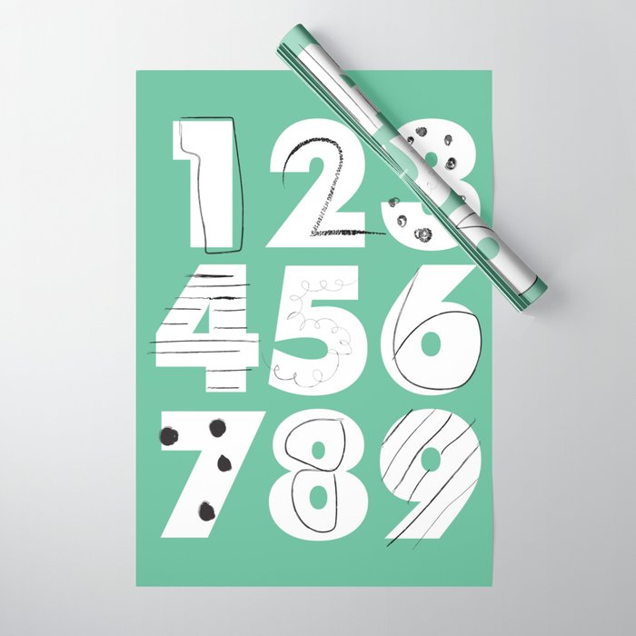 Funky Numbers Wrapping Paper | Graphic-design, Typography, Kids-decor, Wall-art, Kids-wall-art, Number-poster, Kids-room-decor, Kids-number-poster, Number-typography
