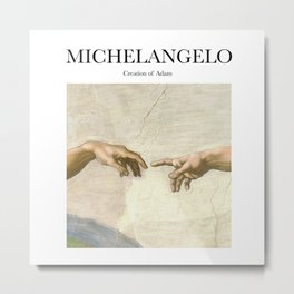 Michelangelo - Creation of Adam Metal Print | Paint, Typography, Artist, Creation, Chapel, Michelangelo, Minimal, Famous, Artwork, Watercolor 