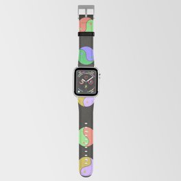 Neon Yin Yang on Black  Apple Watch Band