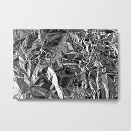 Crumpled Silver Metallic Aluminium Foil Texture Metal Print | Material, Crumple, Xmas, Glittering, Glossy, Shinning, Gloss, Metal, Texture, Photo 