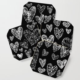 Wire Hearts Pattern in Black Coaster