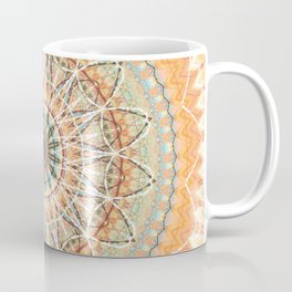 Pale Orange Mandala Coffee Mug | Multicolored, Basic, Beigetancream, Bohemianstyle, Pastelorange, Geometricpattern, Bohochic, Mandaladesign, Flower, Minimalistdesign 