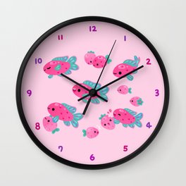 Strawberry peacock cichlid Wall Clock | Fruits, Aquarium, Biology, Animal, Aquatic, Fish, Strawberry, Painting, Adorable, Pink 
