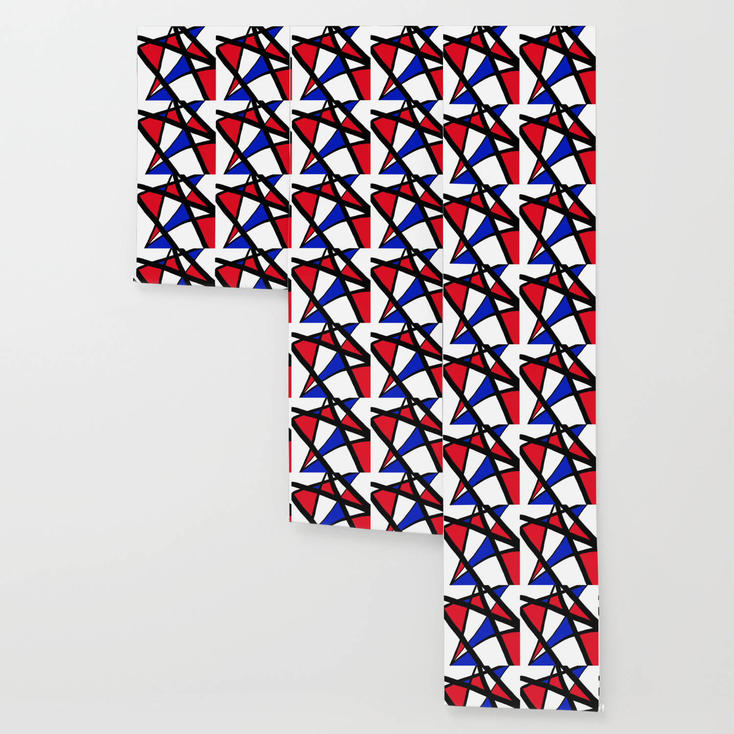 Geometric Red White And Blue Stars Abstract Wallpaper By