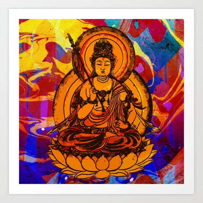 Abstract Marble Colorful Pattern Yellow Buddha Illustration Art Print By Epoliveira Society6