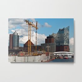 HAMBURG HARBOR SOUND Metal Print | Cityscape, Blue, Harbor, Hamburg, Germany, Musichall, Hanseaticcity, Urbanlandscape, Building, Panorama 