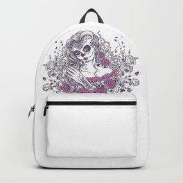 Sexy Woman zombie WITH Flower - KOBI Backpack | Bombshell, Medusa, Scary, Undead, Halloween, Creepy, Skeleton, Sexy, Dead, Graphicdesign 