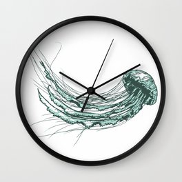 Jovial Juliette Wall Clock | Graphicdesign, Watercolor, Jade, Jellyfish, Freshwater, Marine, Rhizostoma, Popart, Nursery, Children 