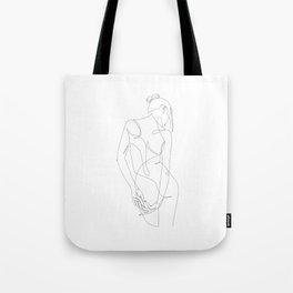 ligature - one line art Tote Bag | Line, Line Drawing, Figurative, Simple, Drawing, Digital, Minimalart, Girl, Woman, Fine Art 