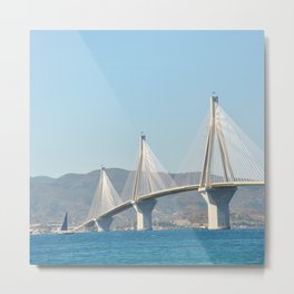 Rio Antirrio Bridge Metal Print | Sea, Color, Bridge, Photo, Greek, Digital, Nature, Sky, Rio, Hdr 