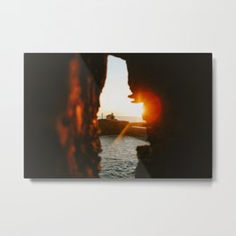 First Light | South of France Coastal Photography | Orange Chapel Sunrise Print Metal Print | Sun, Church, Water, Newday, Sunrise, Religion, Cross, France, Christianity, Sea 