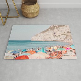 Beach - Colorful Sun Umbrellas two series - Ocean - Travel photography Rug