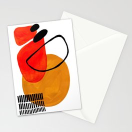 Mid Century Modern Abstract Vintage Pop Art Space Age Pattern Orange Yellow Black Orbit Accent Stationery Cards